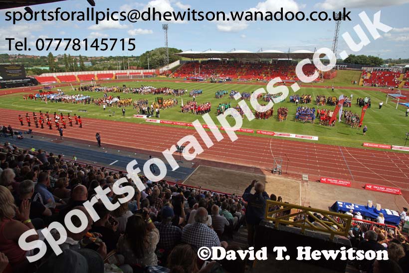 Opening ceremony, 2015 English Schools Track and Field Champs., Gateshead Stadium. Photo: David T. Hewitson/Sports for All Pics